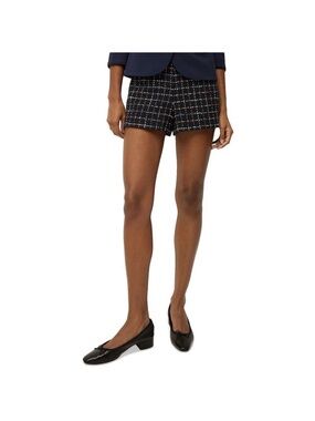 Veronica Beard Jazmin Shorts Tweed Navy Check Size 4